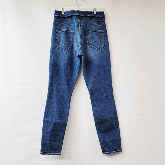 Mother Triple Stack Looker Wish on a Star Jeans Size 31 Blue High Waist Tie - Picture 5 of 16